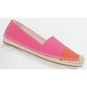 J.Crew Factory orange pink colorblock canvas espadrille loafer flats 6.5